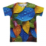 3D футболка з різнокольоровим мокрим листям